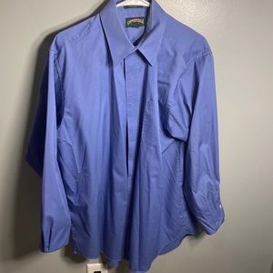 Cambridge Mens Long Sleeve Blue Button Down Shirt